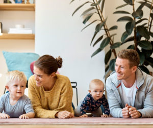 a young couple with 2 young children